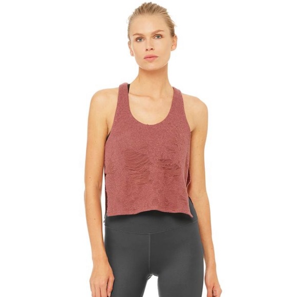 alo yoga // distressed cropped tank top - Picture 2 of 3